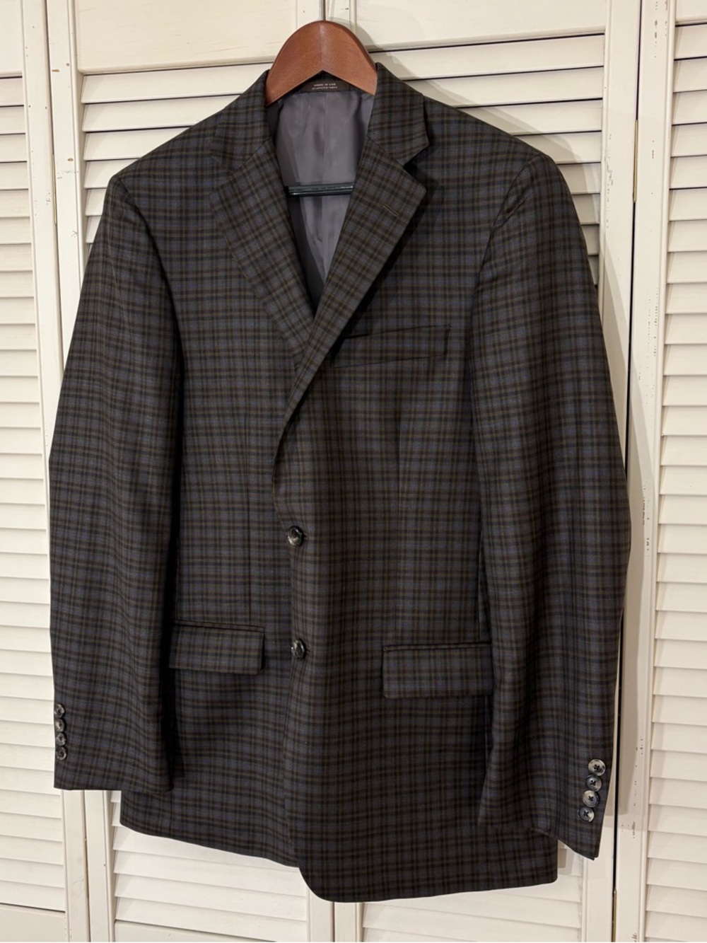 Hart Schaffner Marx Blazer Sport Coat Men’s 40R Plaid Wool Workers United USA